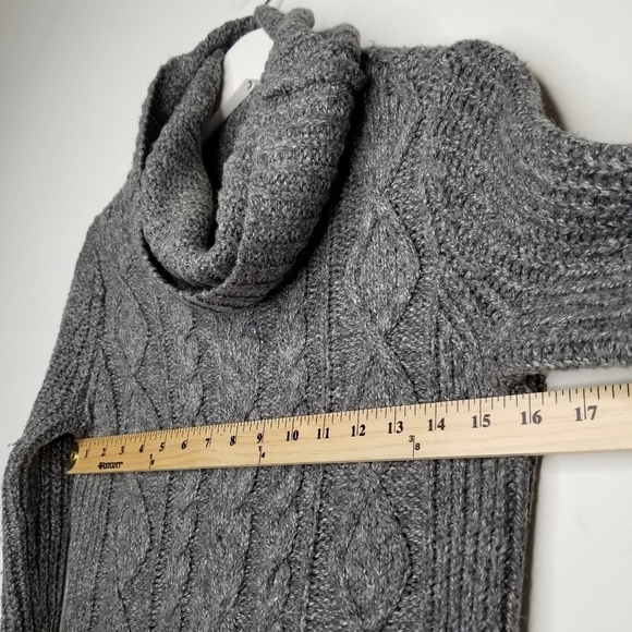 ABERCROMBIE & FITCH Fisherman Cable Knit Sweater Cowl Neck Grey Women's Small - Picture 9 of 10
